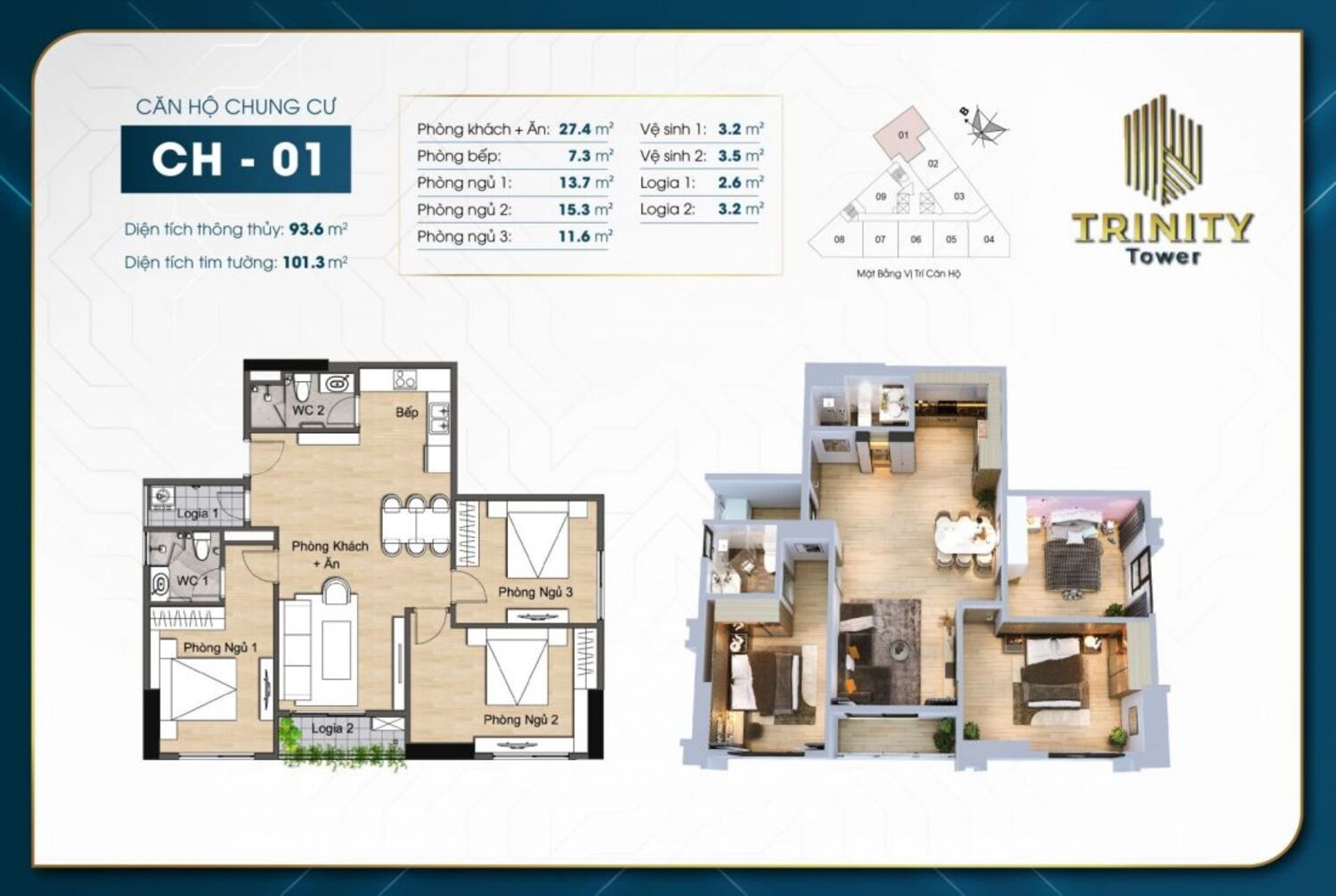 Trang chủ 68 Mặt bằng chi tiết căn hộ MIC Tower